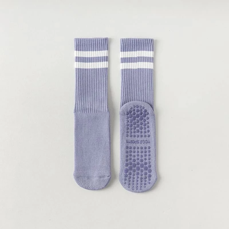 Calcetines de yoga de algodón antideslizantes de media caña con amortiguación para pilates y deportes.