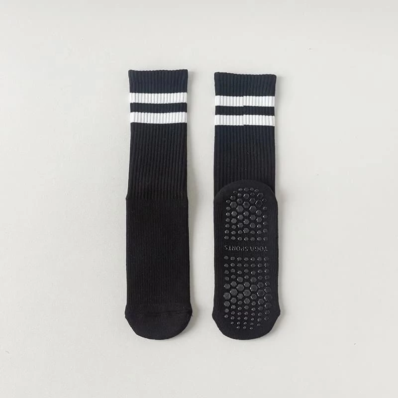 Calcetines de yoga de algodón antideslizantes de media caña con amortiguación para pilates y deportes.