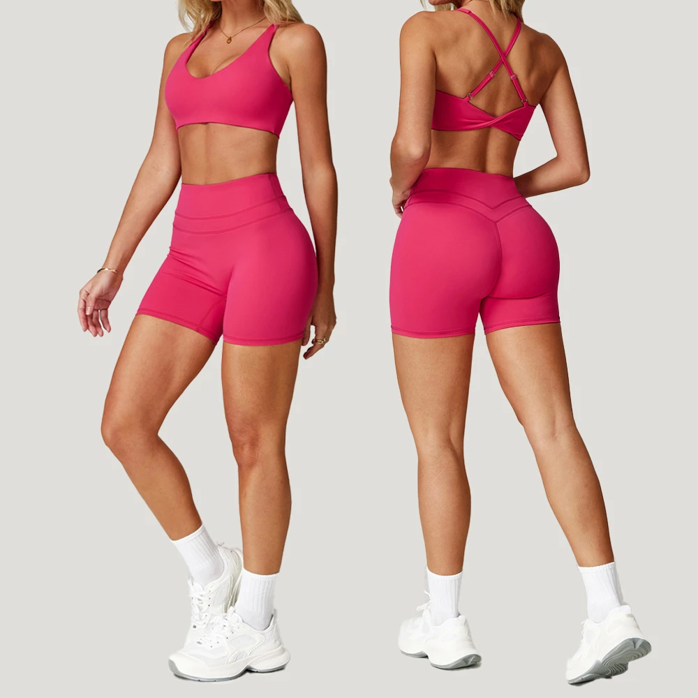 Conjuntos de yoga de cintura alta para mujer con leggings moldeadores, conjunto deportivo elástico para entrenamiento.